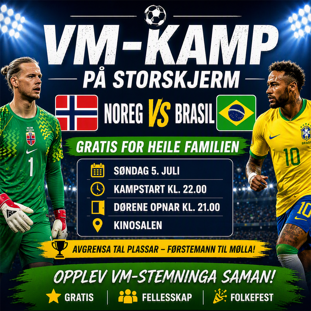 plakat VM kamp Noreg - Brasil - Klikk for stort bilete